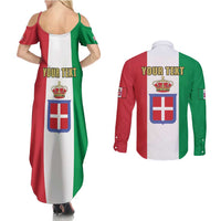 Personalized Italian Empire 1882-1960 Couples Matching Summer Maxi Dress and Long Sleeve Button Shirt Flag Color Inspiration - Wonder Print Shop