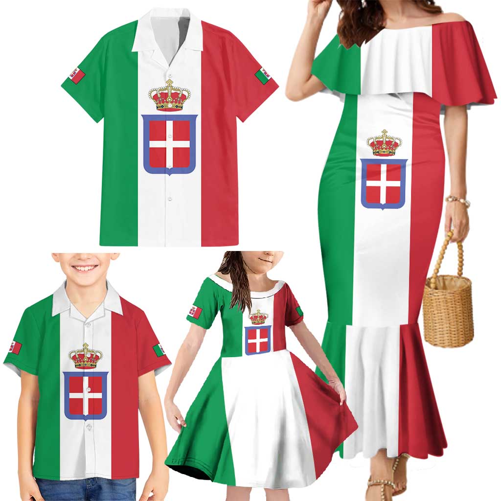 Personalized Italian Empire 1882-1960 Family Matching Mermaid Dress and Hawaiian Shirt Flag Color Inspiration - Wonder Print Shop
