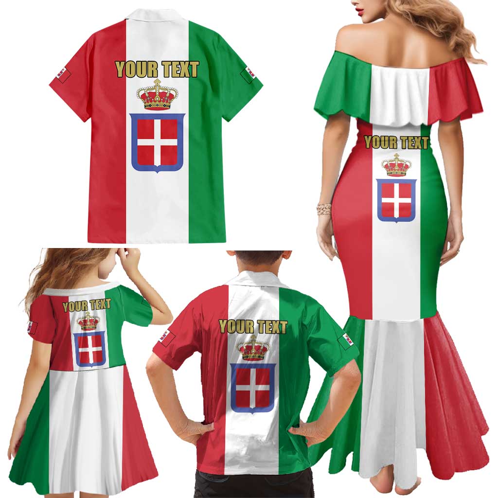 Personalized Italian Empire 1882-1960 Family Matching Mermaid Dress and Hawaiian Shirt Flag Color Inspiration - Wonder Print Shop