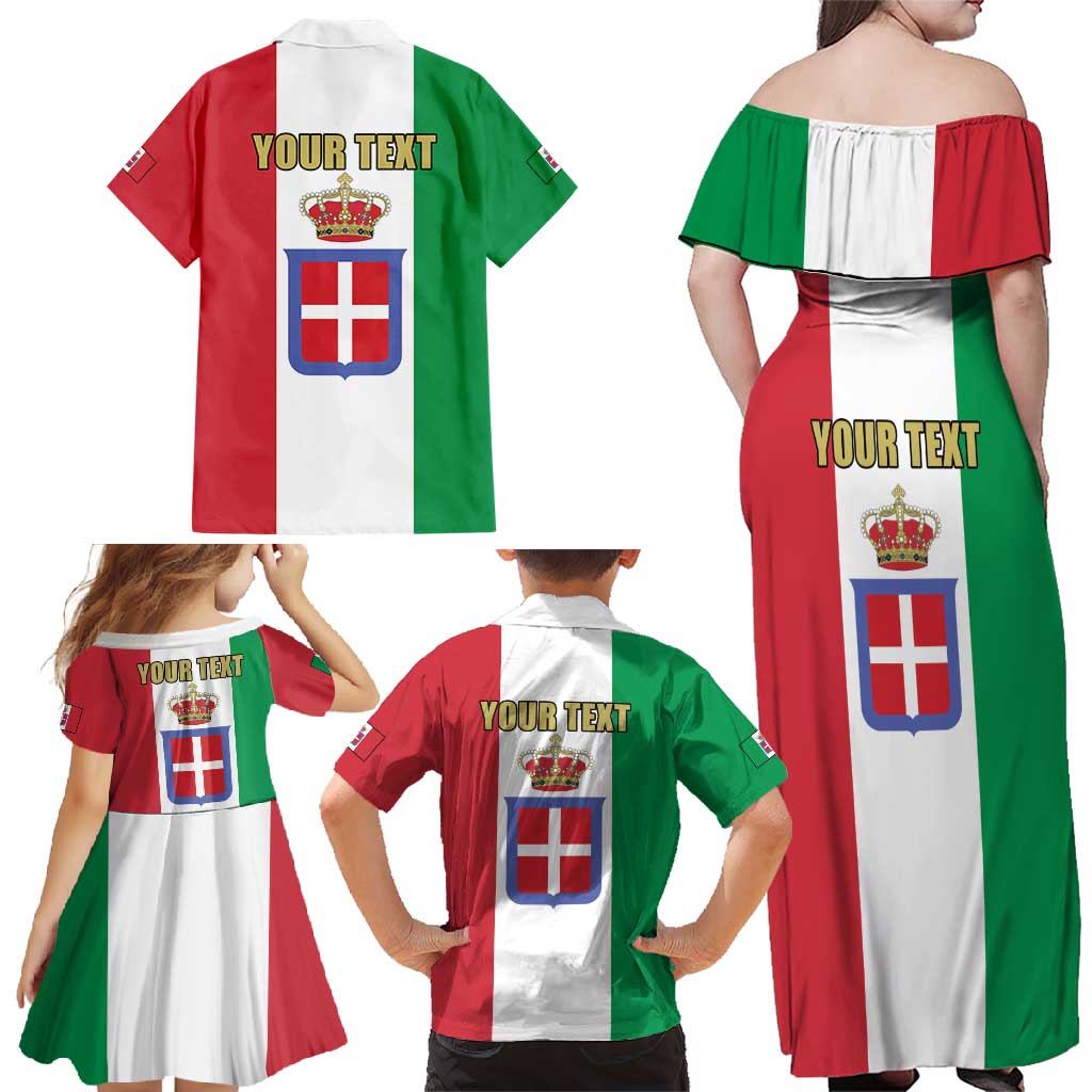 Personalized Italian Empire 1882-1960 Family Matching Off Shoulder Maxi Dress and Hawaiian Shirt Flag Color Inspiration - Wonder Print Shop