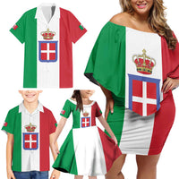 Personalized Italian Empire 1882-1960 Family Matching Off Shoulder Short Dress and Hawaiian Shirt Flag Color Inspiration - Wonder Print Shop