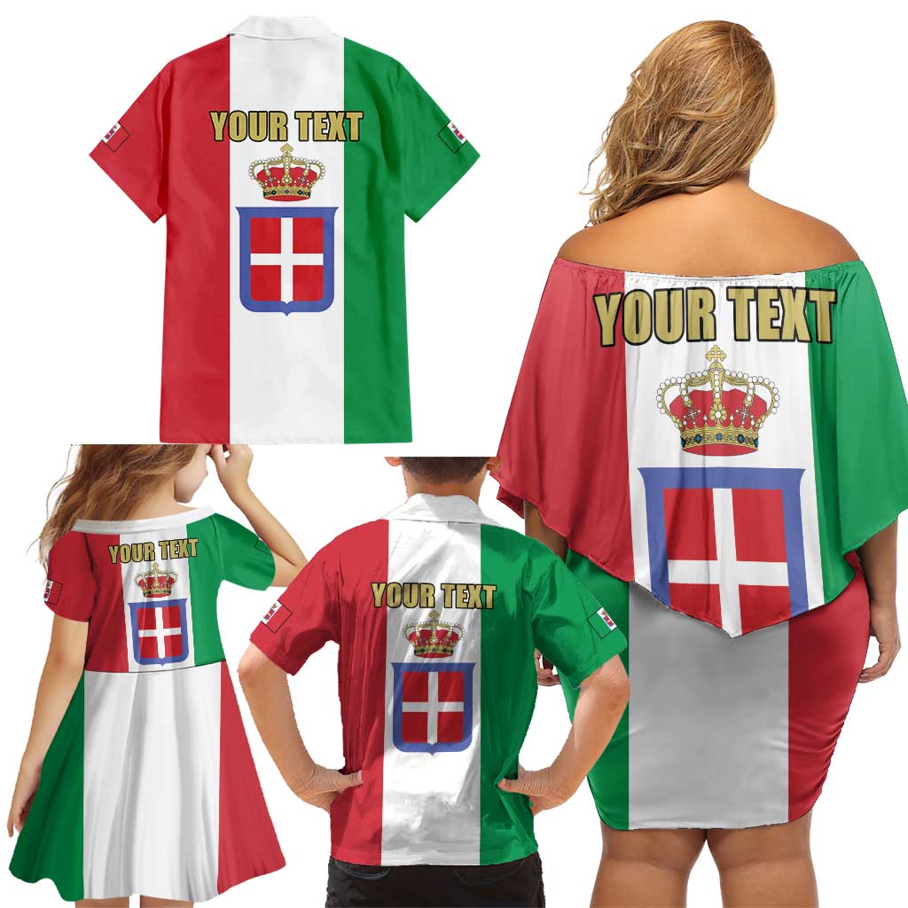 Personalized Italian Empire 1882-1960 Family Matching Off Shoulder Short Dress and Hawaiian Shirt Flag Color Inspiration - Wonder Print Shop