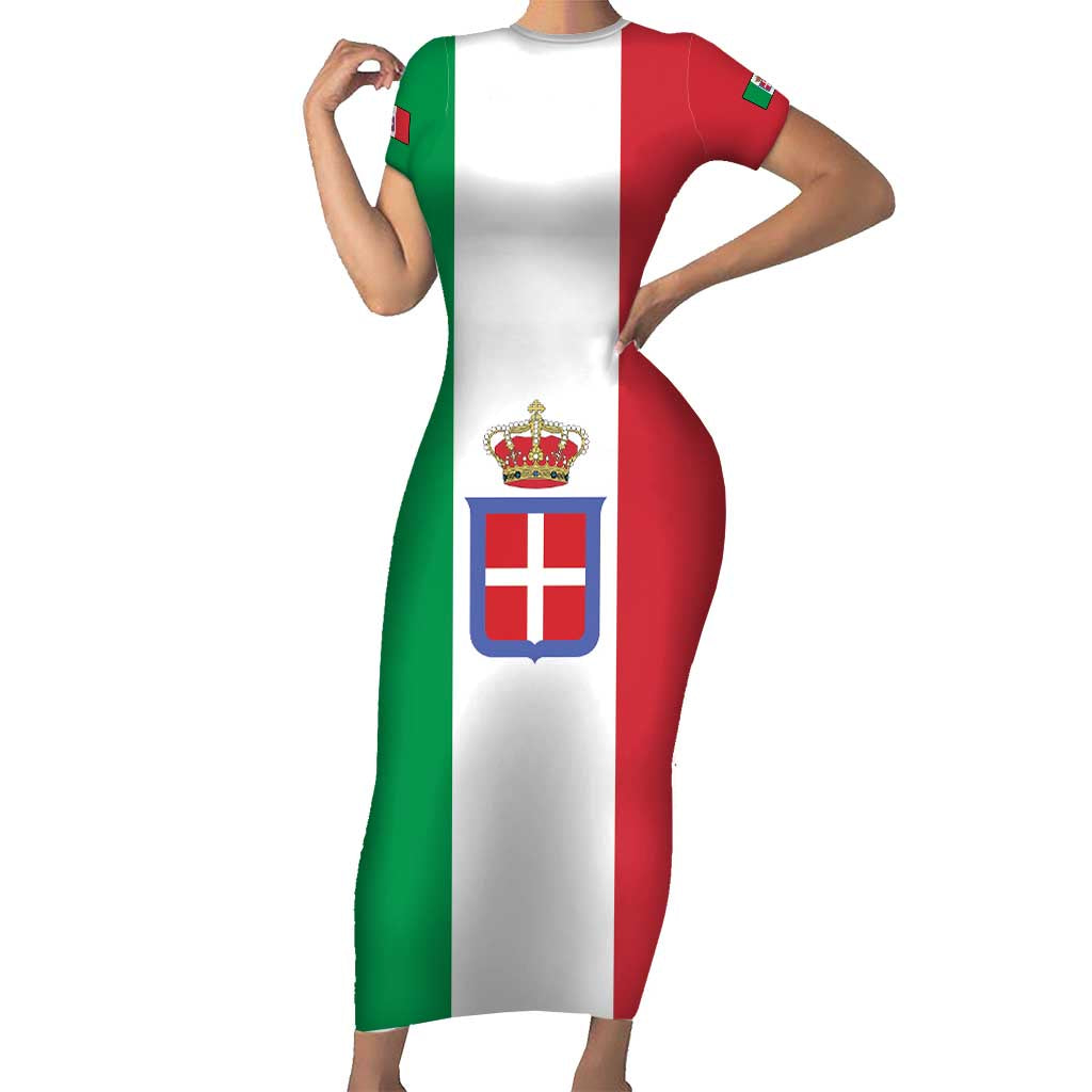 Personalized Italian Empire 1882-1960 Family Matching Short Sleeve Bodycon Dress and Hawaiian Shirt Flag Color Inspiration - Wonder Print Shop