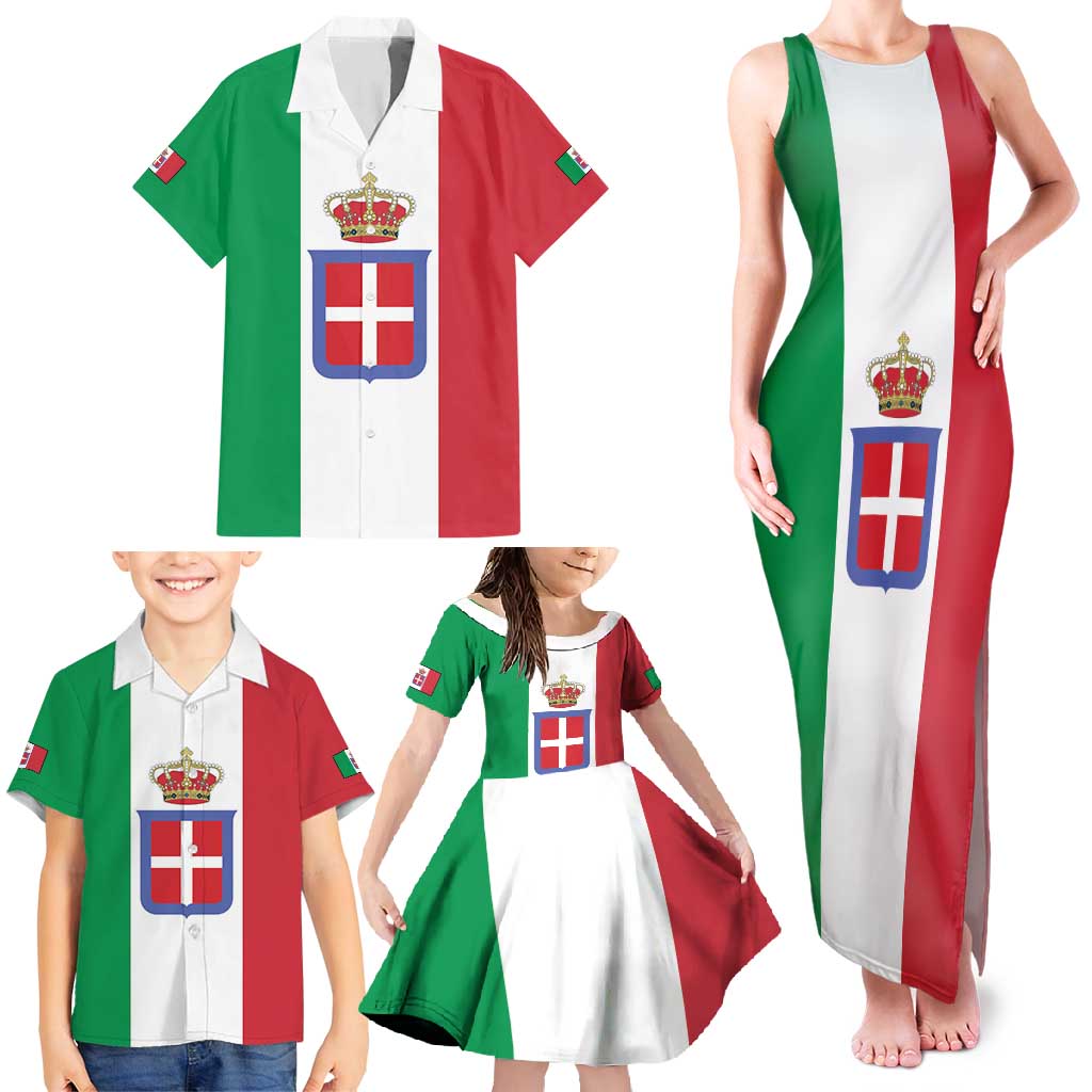 Personalized Italian Empire 1882-1960 Family Matching Tank Maxi Dress and Hawaiian Shirt Flag Color Inspiration - Wonder Print Shop
