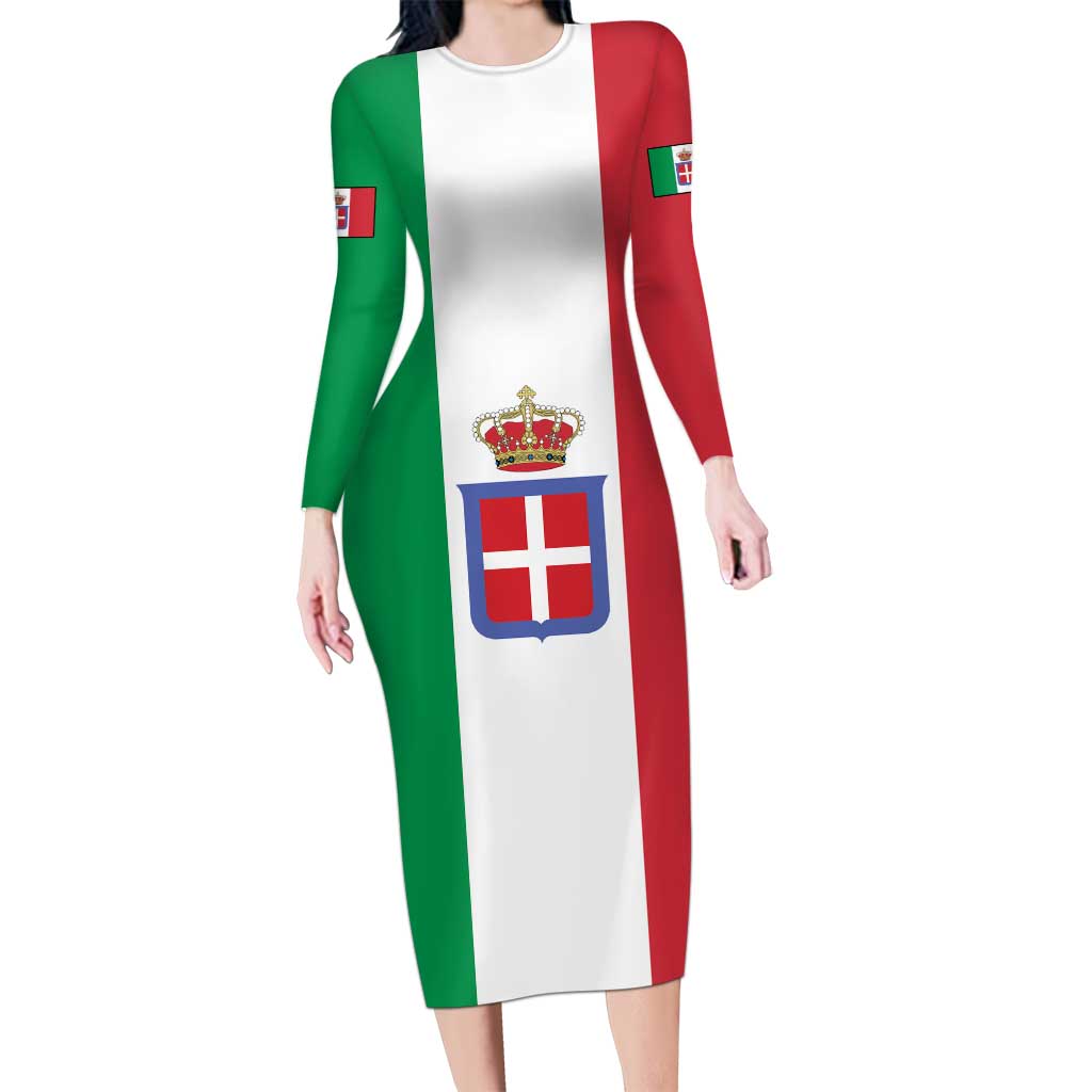 Personalized Italian Empire 1882-1960 Long Sleeve Bodycon Dress Flag Color Inspiration - Wonder Print Shop