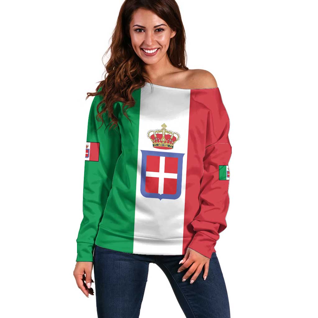Personalized Italian Empire 1882-1960 Off Shoulder Sweater Flag Color Inspiration - Wonder Print Shop