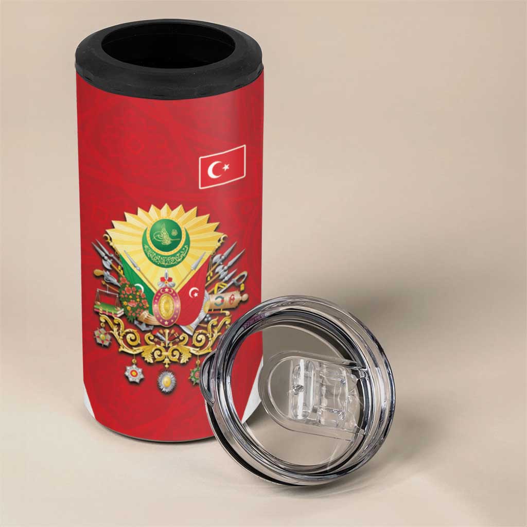 Personalized Ottoman Empire 1299-1922 4 in 1 Can Cooler Tumbler Flag Color Inspiration - Wonder Print Shop