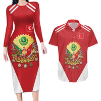 Personalized Ottoman Empire 1299-1922 Couples Matching Long Sleeve Bodycon Dress and Hawaiian Shirt Flag Color Inspiration - Wonder Print Shop