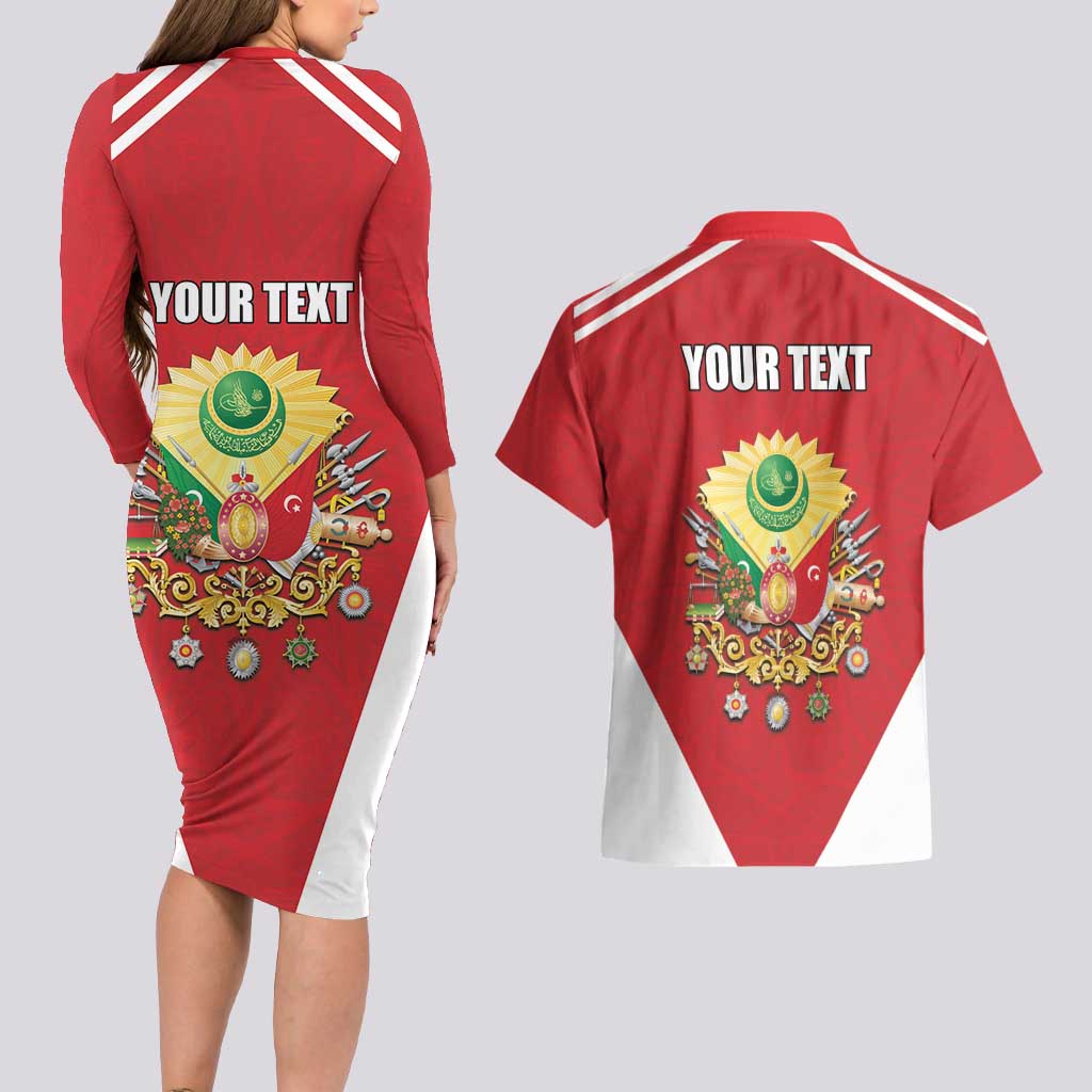 Personalized Ottoman Empire 1299-1922 Couples Matching Long Sleeve Bodycon Dress and Hawaiian Shirt Flag Color Inspiration - Wonder Print Shop