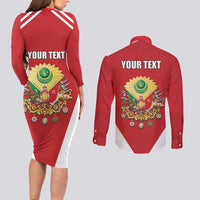 Personalized Ottoman Empire 1299-1922 Couples Matching Long Sleeve Bodycon Dress and Long Sleeve Button Shirt Flag Color Inspiration - Wonder Print Shop