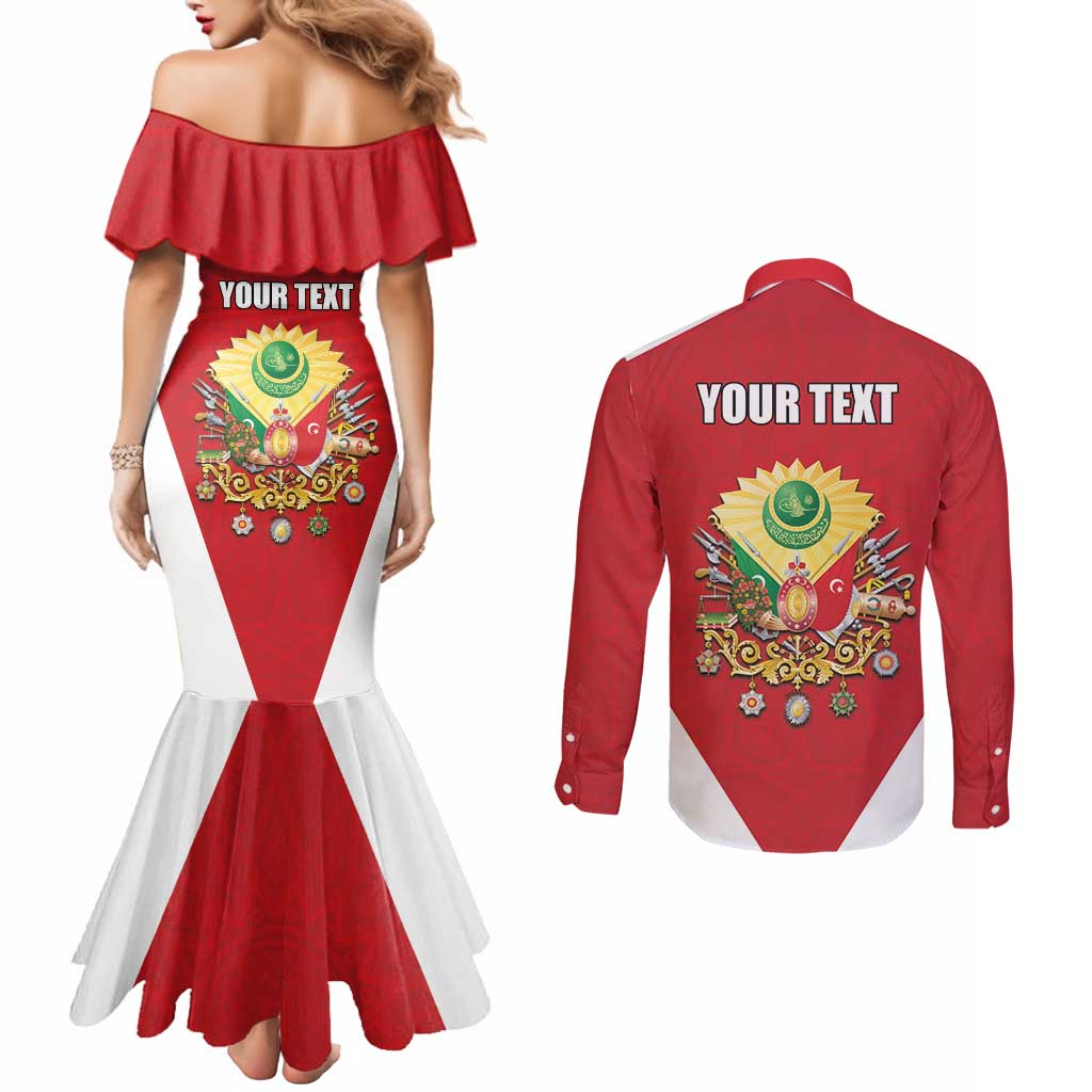 Personalized Ottoman Empire 1299-1922 Couples Matching Mermaid Dress and Long Sleeve Button Shirt Flag Color Inspiration - Wonder Print Shop