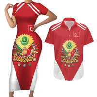 Personalized Ottoman Empire 1299-1922 Couples Matching Short Sleeve Bodycon Dress and Hawaiian Shirt Flag Color Inspiration - Wonder Print Shop