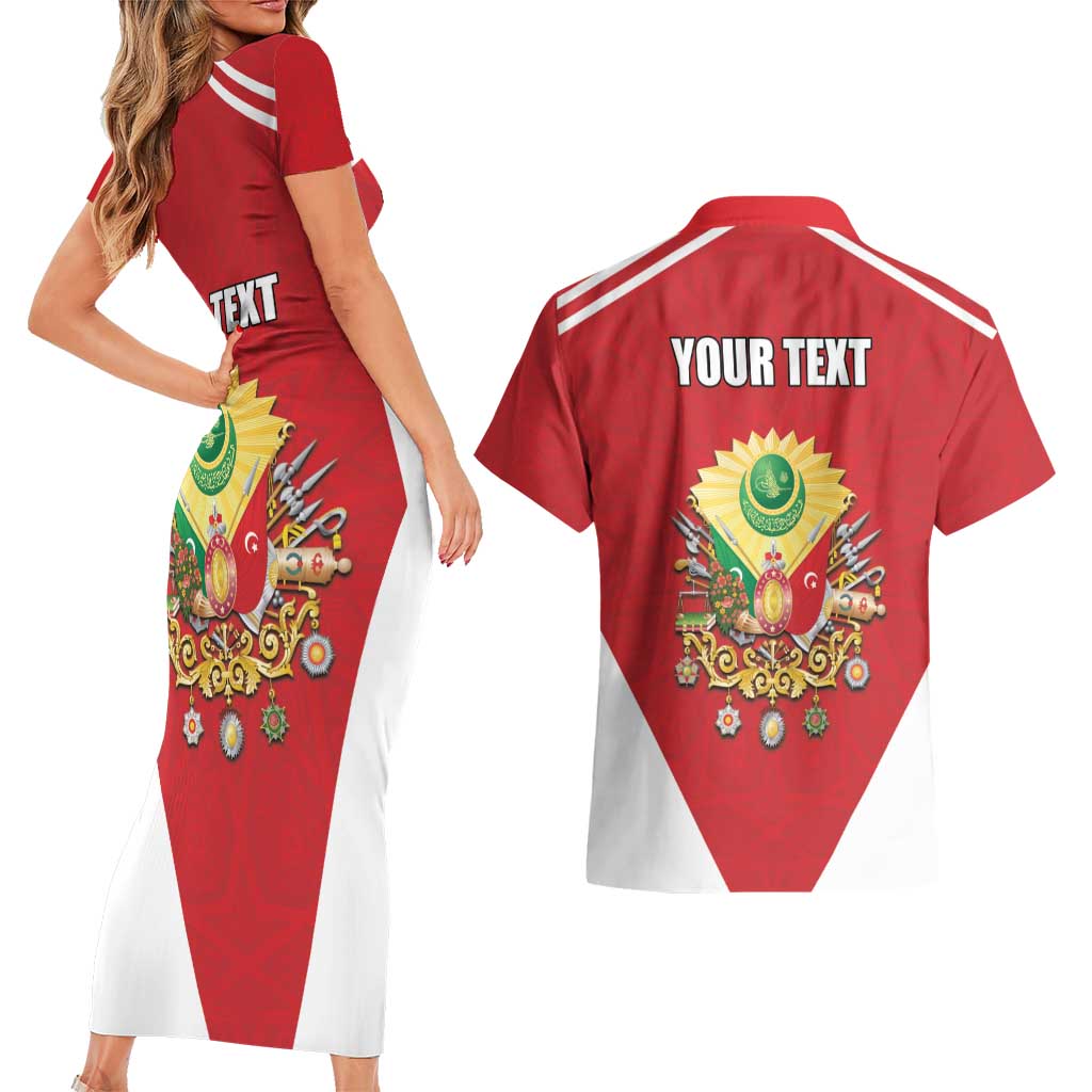Personalized Ottoman Empire 1299-1922 Couples Matching Short Sleeve Bodycon Dress and Hawaiian Shirt Flag Color Inspiration - Wonder Print Shop