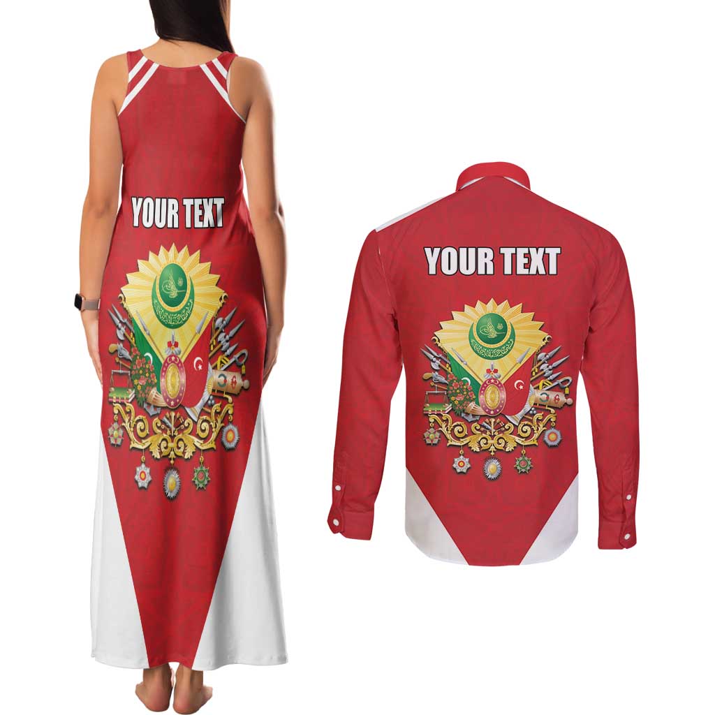 Personalized Ottoman Empire 1299-1922 Couples Matching Tank Maxi Dress and Long Sleeve Button Shirt Flag Color Inspiration - Wonder Print Shop