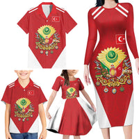 Personalized Ottoman Empire 1299-1922 Family Matching Long Sleeve Bodycon Dress and Hawaiian Shirt Flag Color Inspiration - Wonder Print Shop