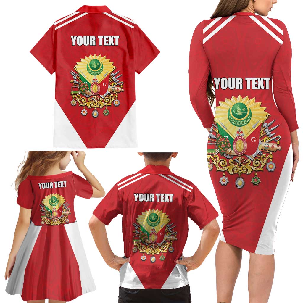 Personalized Ottoman Empire 1299-1922 Family Matching Long Sleeve Bodycon Dress and Hawaiian Shirt Flag Color Inspiration - Wonder Print Shop