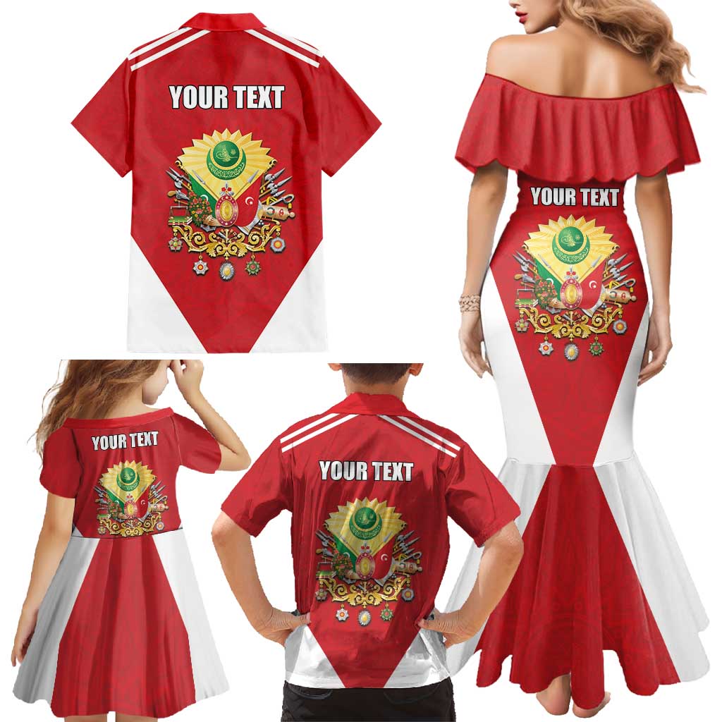 Personalized Ottoman Empire 1299-1922 Family Matching Mermaid Dress and Hawaiian Shirt Flag Color Inspiration - Wonder Print Shop