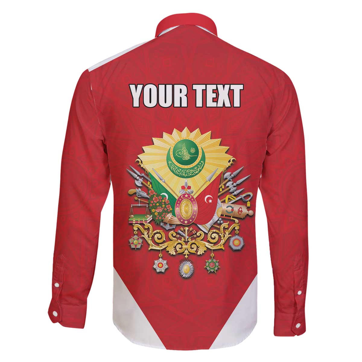 Personalized Ottoman Empire 1299-1922 Family Matching Off The Shoulder Long Sleeve Dress and Hawaiian Shirt Flag Color Inspiration - Wonder Print Shop