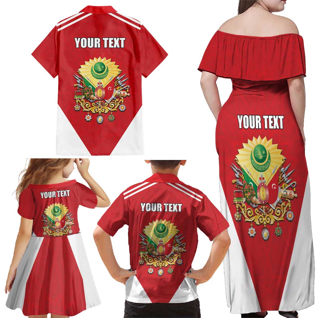 Personalized Ottoman Empire 1299-1922 Family Matching Off Shoulder Maxi Dress and Hawaiian Shirt Flag Color Inspiration - Wonder Print Shop
