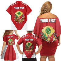 Personalized Ottoman Empire 1299-1922 Family Matching Off Shoulder Short Dress and Hawaiian Shirt Flag Color Inspiration - Wonder Print Shop