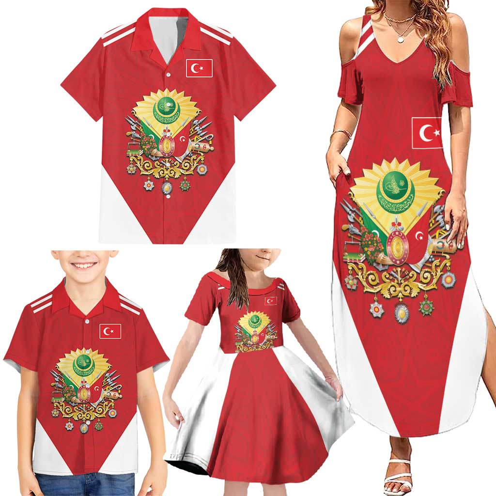 Personalized Ottoman Empire 1299-1922 Family Matching Summer Maxi Dress and Hawaiian Shirt Flag Color Inspiration - Wonder Print Shop
