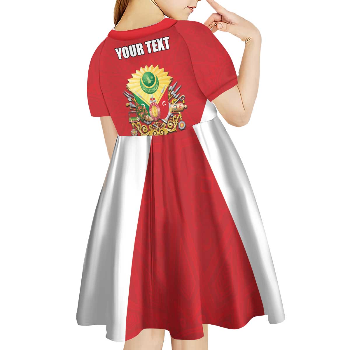 Personalized Ottoman Empire 1299-1922 Kid Short Sleeve Dress Flag Color Inspiration - Wonder Print Shop
