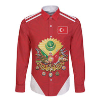 Personalized Ottoman Empire 1299-1922 Long Sleeve Button Shirt Flag Color Inspiration - Wonder Print Shop