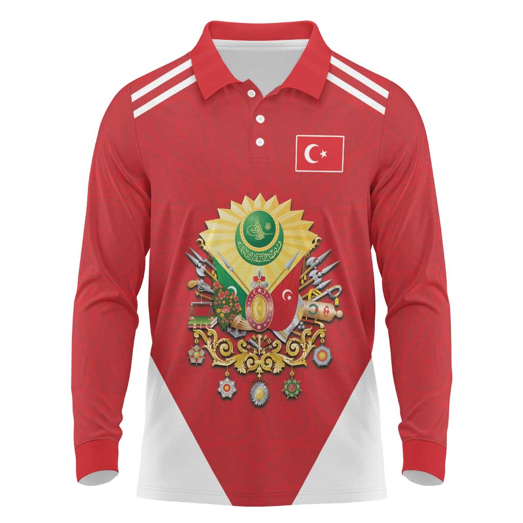 Personalized Ottoman Empire 1299-1922 Long Sleeve Polo Shirt Flag Color Inspiration - Wonder Print Shop