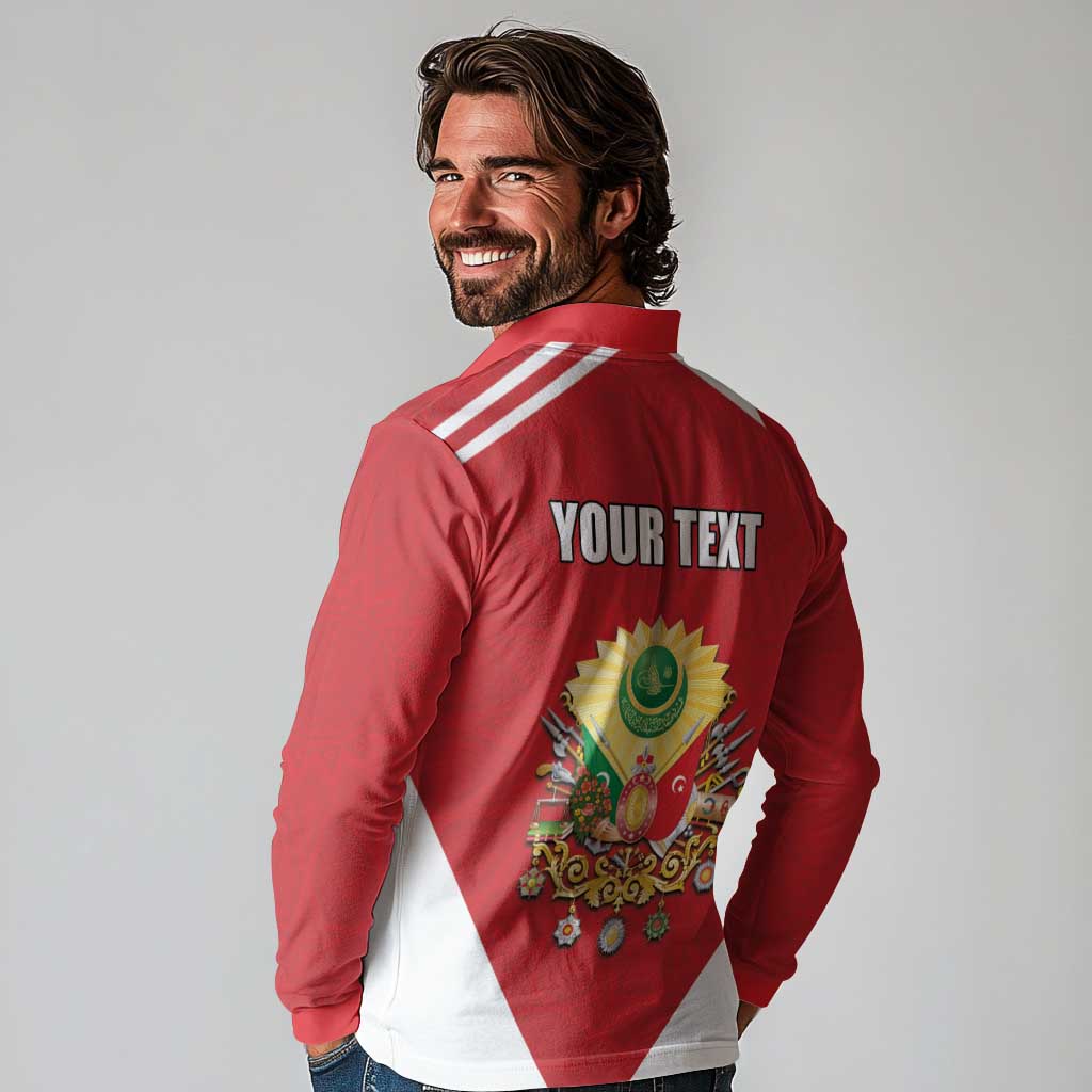 Personalized Ottoman Empire 1299-1922 Long Sleeve Polo Shirt Flag Color Inspiration - Wonder Print Shop
