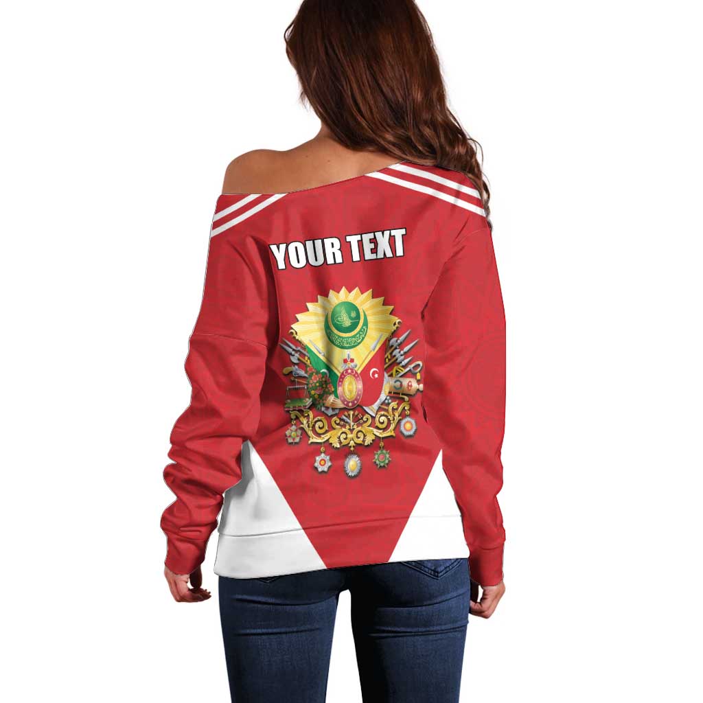 Personalized Ottoman Empire 1299-1922 Off Shoulder Sweater Flag Color Inspiration - Wonder Print Shop