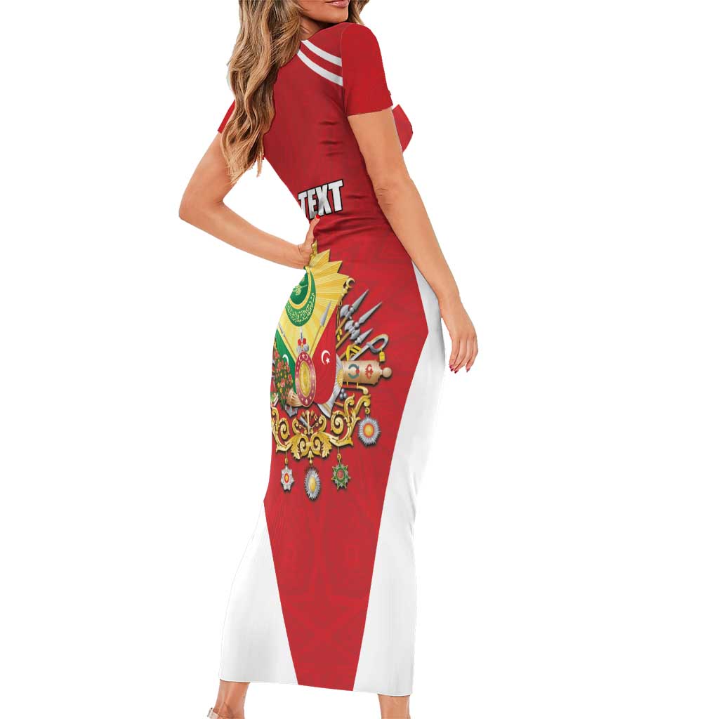 Personalized Ottoman Empire 1299-1922 Short Sleeve Bodycon Dress Flag Color Inspiration - Wonder Print Shop