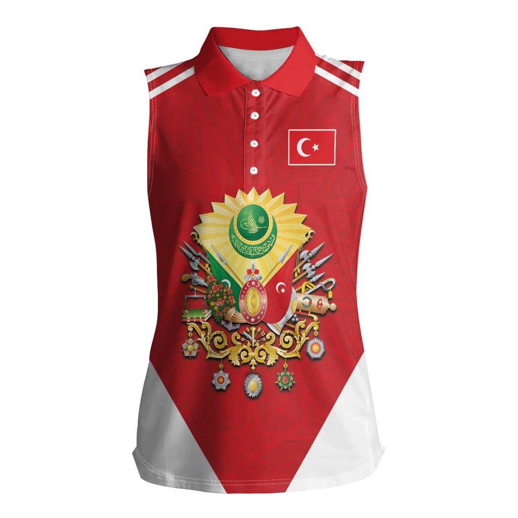 Personalized Ottoman Empire 1299-1922 Women Sleeveless Polo Shirt Flag Color Inspiration - Wonder Print Shop