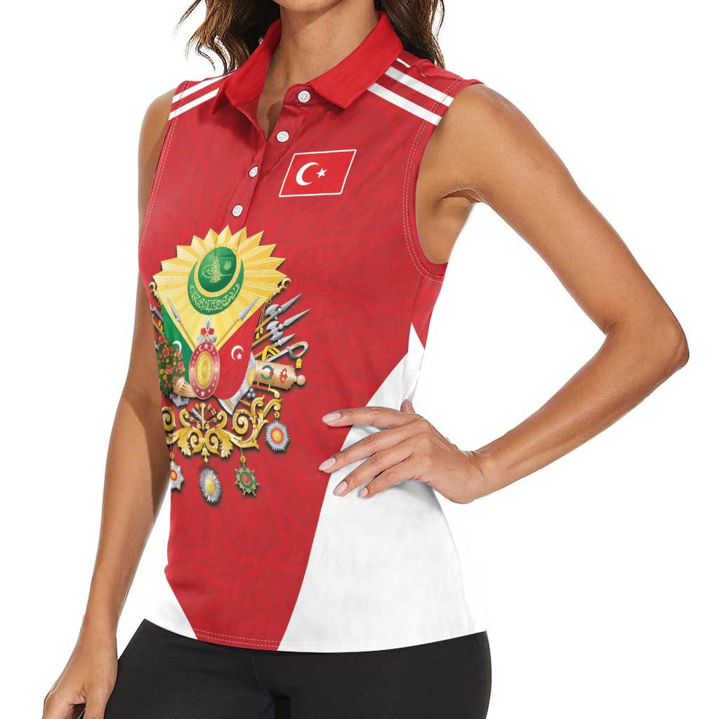 Personalized Ottoman Empire 1299-1922 Women Sleeveless Polo Shirt Flag Color Inspiration - Wonder Print Shop