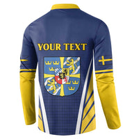 Personalized Swedish Empire 1611-1721 Button Sweatshirt Flag Color Inspiration - Wonder Print Shop