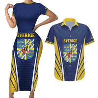 Personalized Swedish Empire 1611-1721 Couples Matching Short Sleeve Bodycon Dress and Hawaiian Shirt Flag Color Inspiration - Wonder Print Shop