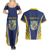 Personalized Swedish Empire 1611-1721 Couples Matching Summer Maxi Dress and Hawaiian Shirt Flag Color Inspiration - Wonder Print Shop
