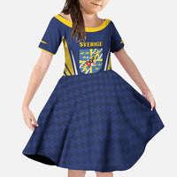 Personalized Swedish Empire 1611-1721 Family Matching Long Sleeve Bodycon Dress and Hawaiian Shirt Flag Color Inspiration - Wonder Print Shop