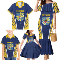 Personalized Swedish Empire 1611-1721 Family Matching Mermaid Dress and Hawaiian Shirt Flag Color Inspiration - Wonder Print Shop