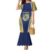 Personalized Swedish Empire 1611-1721 Family Matching Mermaid Dress and Hawaiian Shirt Flag Color Inspiration - Wonder Print Shop