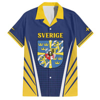 Personalized Swedish Empire 1611-1721 Family Matching Off The Shoulder Long Sleeve Dress and Hawaiian Shirt Flag Color Inspiration - Wonder Print Shop
