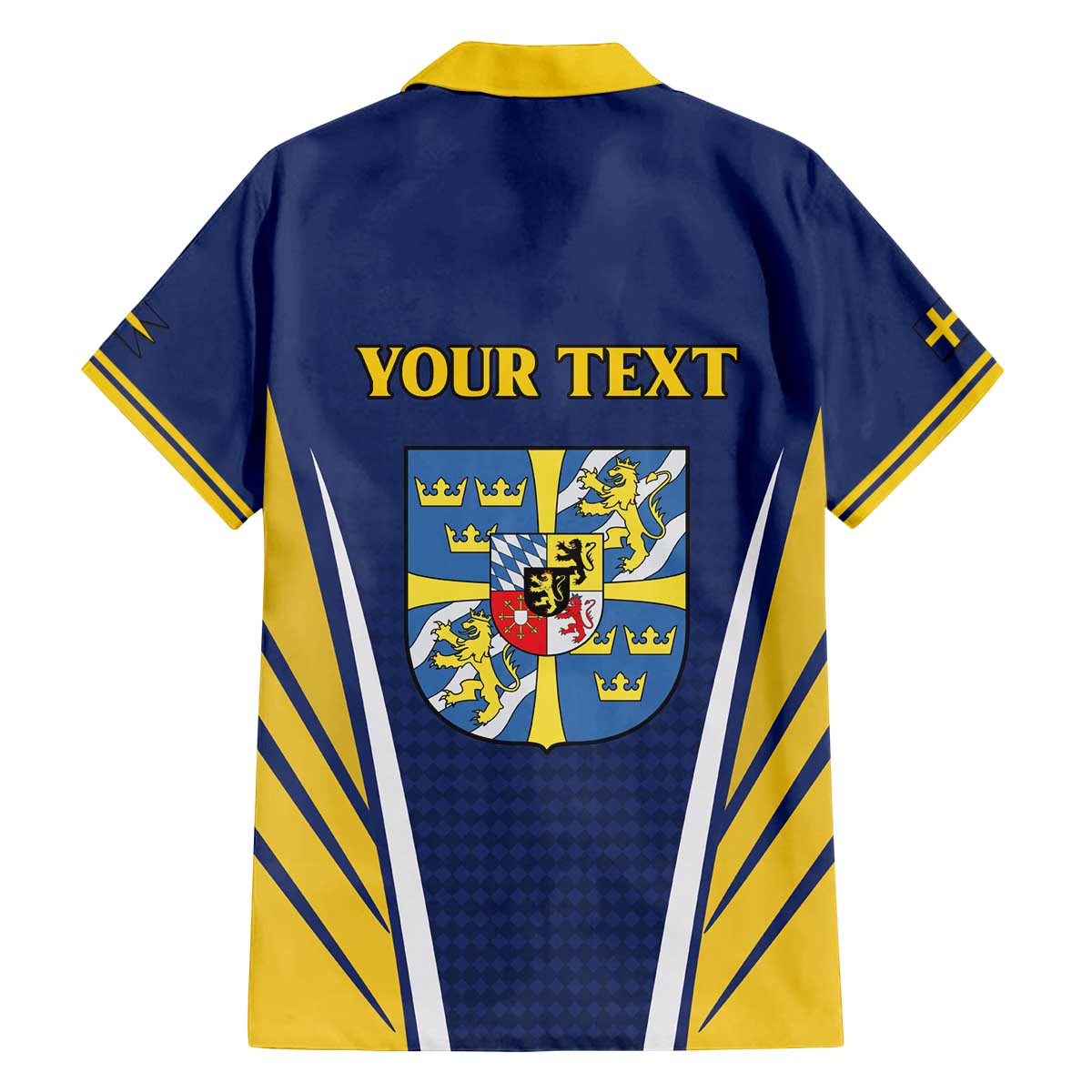 Personalized Swedish Empire 1611-1721 Family Matching Off The Shoulder Long Sleeve Dress and Hawaiian Shirt Flag Color Inspiration - Wonder Print Shop
