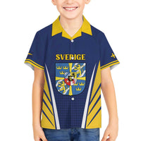 Personalized Swedish Empire 1611-1721 Family Matching Off The Shoulder Long Sleeve Dress and Hawaiian Shirt Flag Color Inspiration - Wonder Print Shop