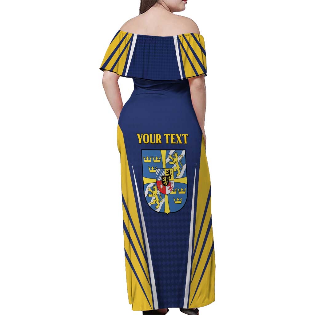 Personalized Swedish Empire 1611-1721 Family Matching Off Shoulder Maxi Dress and Hawaiian Shirt Flag Color Inspiration - Wonder Print Shop