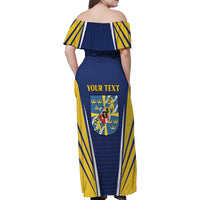 Personalized Swedish Empire 1611-1721 Family Matching Off Shoulder Maxi Dress and Hawaiian Shirt Flag Color Inspiration - Wonder Print Shop