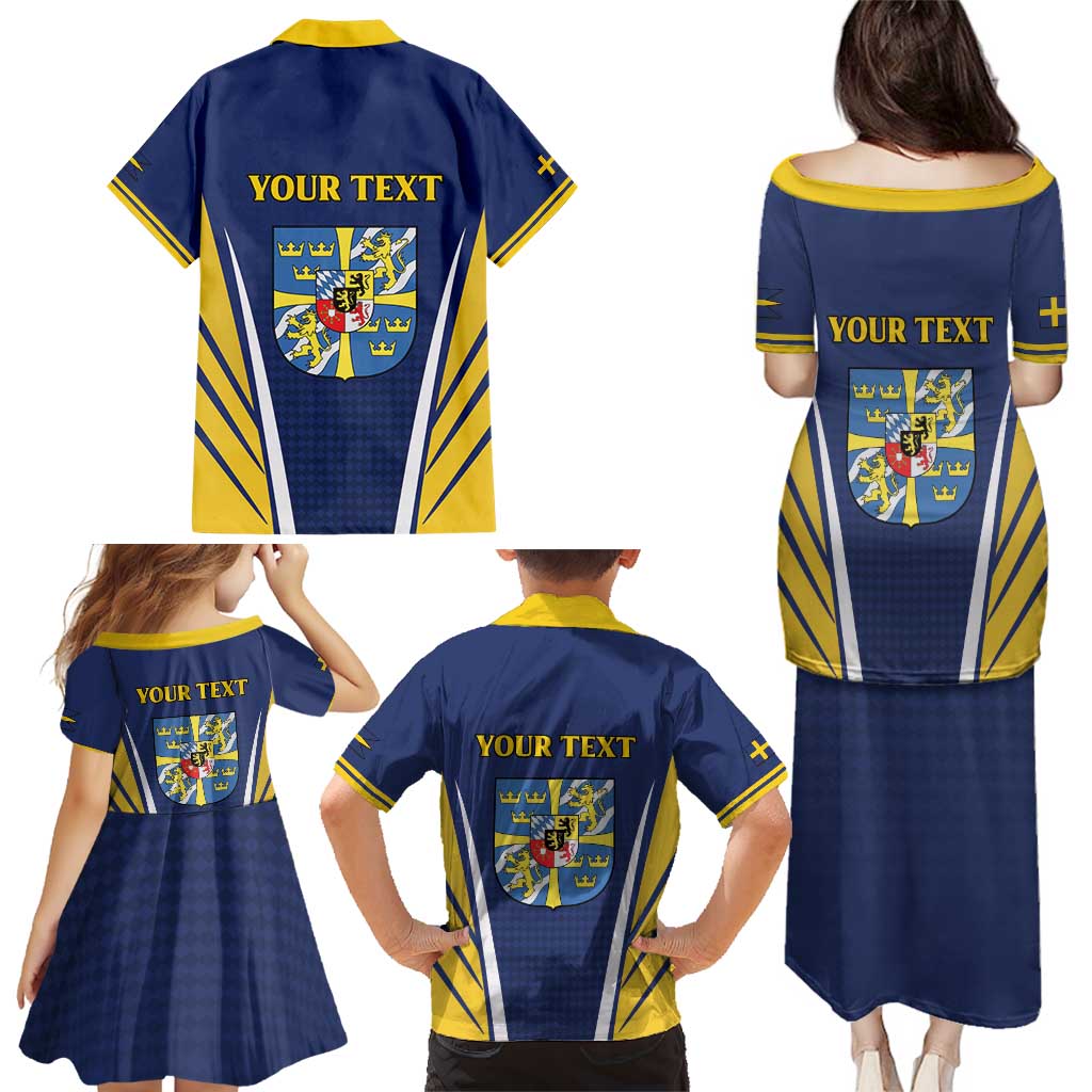 Personalized Swedish Empire 1611-1721 Family Matching Puletasi and Hawaiian Shirt Flag Color Inspiration - Wonder Print Shop