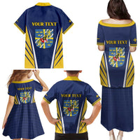Personalized Swedish Empire 1611-1721 Family Matching Puletasi and Hawaiian Shirt Flag Color Inspiration - Wonder Print Shop