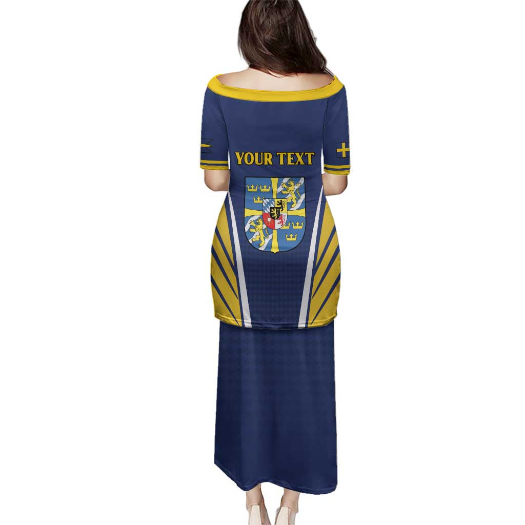 Personalized Swedish Empire 1611-1721 Family Matching Puletasi and Hawaiian Shirt Flag Color Inspiration - Wonder Print Shop