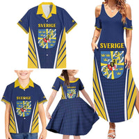 Personalized Swedish Empire 1611-1721 Family Matching Summer Maxi Dress and Hawaiian Shirt Flag Color Inspiration - Wonder Print Shop