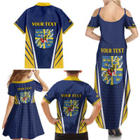 Personalized Swedish Empire 1611-1721 Family Matching Summer Maxi Dress and Hawaiian Shirt Flag Color Inspiration - Wonder Print Shop