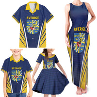 Personalized Swedish Empire 1611-1721 Family Matching Tank Maxi Dress and Hawaiian Shirt Flag Color Inspiration - Wonder Print Shop